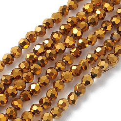 Or Perles en verre electroplate, facette, rondelle, or, 4x4mm, Trou: 0.9mm, Environ 95 pcs/chapelet, 14.41'' (36.6 cm)
