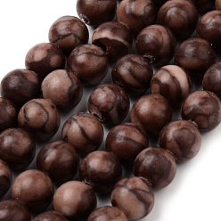 Jaspe Zébré Brins de perles de jaspe de fer naturel zèbre, ronde, 8~8.5mm, Trou: 1mm, Environ 47 pcs/chapelet, 15.5 pouce