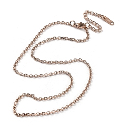 Rose Gold Ion Plating(IP) 304 Stainless Steel Cable Chain Necklace, Rose Gold, 15.98 inch(40.6cm)