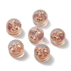Oro Rosa Tuercas de oreja de latón enchapado en rack, con fornituras de silicona, semicírculo, larga duración plateado, sin plomo y cadmio, Tuercas con cubierta de silicona, oro rosa, 4.5x5x5 mm, agujero: 0.9 mm