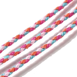 Camellia Polyester Braided Cords, Camellia, 2mm, about 100yard/bundle(91.44m/bundle)