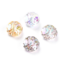 Mixed Color Glass Imitation Austrian Crystal Beads, AB Color Plated, Faceted, Flat Round, Mixed Color, 8x5.5mm, Hole: 1.5mm