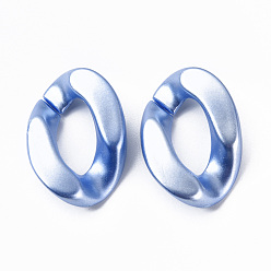 Cornflower Blue Opaque Acrylic Linking Rings, Quick Link Connectors, for Curb Chains Making, Pearlized, Twist, Cornflower Blue, 29x20x6mm, Inner Diameter: 8x16mm