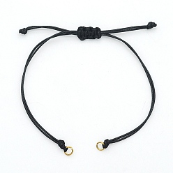 Golden Braided Waxed Cord for DIY Bracelet Making, with 304 Stainless Steel Loop, Golden, Single Length: about 13~14cm