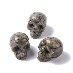 Sésamo del Jaspe Decoraciones caseras de jaspe de sésamo natural de halloween, cráneo, 51x29x36 mm