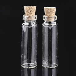 Claro Botellas de vidrio frasco de vidrio grano contenedores, con tapón de corcho, deseando botella, Claro, 12x40 mm, agujero: 6.5 mm, capacidad: 5 ml (0.17 fl. oz)