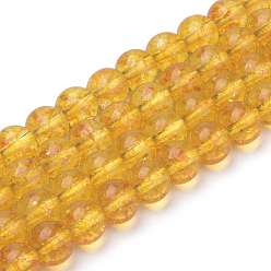 Citrine Synthétiques perles citrine brins, ronde, teint, 6x6mm, Trou: 1mm, Environ 62 pcs/chapelet, 15.5 pouce
