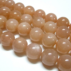Pierre De Soleil Sunstone naturelle perles brins, ronde, saumon noir, 12mm, Trou: 1mm