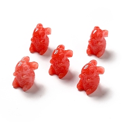 Red Opaque Resin Beads, Rabbit, Red, 10.5x16x16.5mm, Hole: 1.6mm