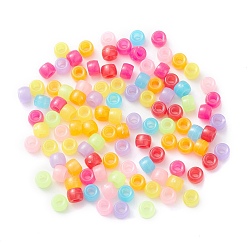 Mixed Color Plastic Beads, Imitation Jelly, Barrel, Mixed Color, 9x6.5mm, Hole: 3.7mm, about 1700pcs/500g