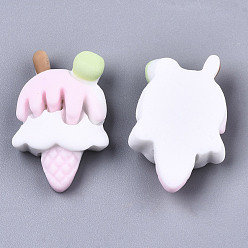 Pink Resin Decoden Cabochons, Imitation Food, Ice Cream, Pink, 26~27x17x8mm