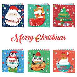 Colorido Kit de pintura de diamante de tarjeta de felicitación de feliz navidad diy, Incluye bolsa de pedrería de resina., bolígrafo adhesivo de diamante, plato de bandeja y arcilla de cola, colorido, 150x300 mm, 6 PC / sistema