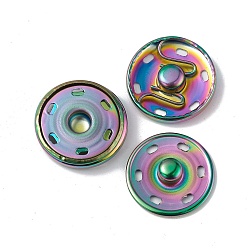 Rainbow Color Chapado iónico (ip) 202 botones a presión de acero inoxidable, botones de prendas de vestir, accesorios de costura, color del arco iris, 23x6 mm