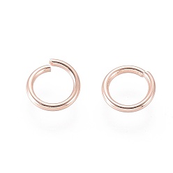 Розовое Золото 304 из нержавеющей стали открыты кольца прыжок, розовое золото , 18 датчик, 7x1 мм, Внутренний диаметр: 5 мм