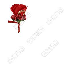 Красный Craspire 8шт ткань брошь-бутоньерка с цветком розы со стразами, железная булавка для свадебной вечеринки, красные, 110x57x43 мм, контактный: 0.7 mm.