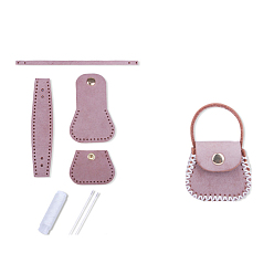 Rosy Brown DIY Purse Making Kit, Including Cowhide Leather Bag Accessories, Iron Needles & Waxed Cord, Rosy Brown, 5x5.3cm