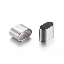 Stainless Steel Color 304 Stainless Steel Slide Charms, Oval, Stainless Steel Color, 8.5x12x7mm, Hole: 5x10.5mm
