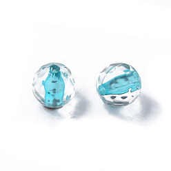 Dark Turquoise Transparent Acrylic Beads, Round, Faceted, Dark Turquoise, 8mm, Hole: 1.6mm, about 1810pcs/500g