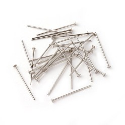 Stainless Steel Color 304 Stainless Steel Flat Head Pins, Stainless Steel Color, 14x0.5mm, 24 Gauge, Head: 1.5mm