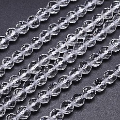 Quartz Crystal Faceted(64 Facets) Natural Quartz Crystal Round Bead Strands, 10mm, Hole: 1mm, about 38pcs/strand, 15.5 inch