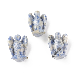 Jaspe Avec Point Bleu Décoration d'affichage de figurine en jaspe bleu naturel, décor d'ange pierres de guérison, cadeaux reiki énergétiques pour femmes hommes, pour bureau à domicile de table, 28~29x21~22.5x14~15mm