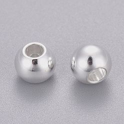 Silver 201 Stainless Steel Beads, Round, Silver, 8x6.5mm, Hole: 3mm