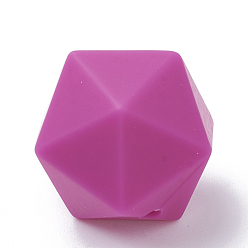 Violet Perles focales en silicone écologiques de qualité alimentaire, perles à mâcher pour les jouets de dentition, Diy soins infirmiers colliers faisant, icosaèdre, violette, 16.5x16.5x16.5mm, Trou: 2mm