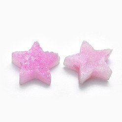 Rainbow Plated Electroplate Natural Druzy Quartz Charms, Star, Rainbow Plated, 12~12.5x13x5~7mm, Hole: 0.8mm