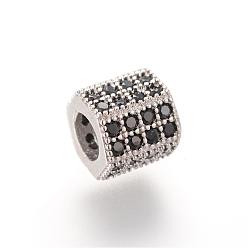 Platine Micro en laiton pavent des perles cubes de zircone, hexagone, platine, 7x8x7mm, Trou: 4mm