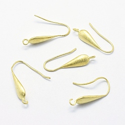 Raw(Unplated) Brass Earring Hooks, with Horizontal Loop, Lead Free & Cadmium Free & Nickel Free, Raw(Unplated), 24x5.5x2mm, Hole: 1.5mm, 19 Gauge, Pin: 0.9mm