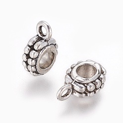 Antique Silver Tibetan Style Alloy Tube Bails, Loop Bails, Antique Silver, 13x5x8mm, Hole: 1.6mm, Inner Diameter: 4mm