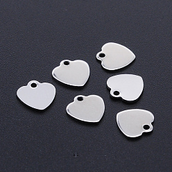Stainless Steel Color 201 Stainless Steel Laser Cut Charms, Blank Stamping Tag, Heart, Stainless Steel Color, 9.5x9.5x1mm, Hole: 1.2mm