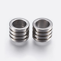 Stainless Steel Color 304 Stainless Steel Beads, Large Hole Beads, Column, Stainless Steel Color, 10x8mm, Hole: 6.5mm