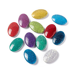 Mixed Color Crackle Opaque Acrylic Beads, Imitation Turquoise, Flat Oval, Mixed Color, 42x27.5x11mm, Hole: 2mm, about 67pcs/500g