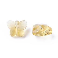 Oro Perlas de vidrio transparentes, facetados, mariposa, oro, 8x10x5.5 mm, agujero: 1 mm