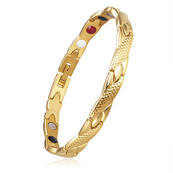 Oro Pulseras de banda de reloj de cadena de pantera de acero inoxidable shegrace, con broches banda reloj, dorado, 8-1/4 pulgada (21 cm)