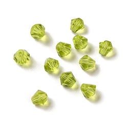 Olive Drab Glass Imitation Austrian Crystal Beads, Faceted, Diamond, Olive Drab, 4x4mm, Hole: 0.7mm