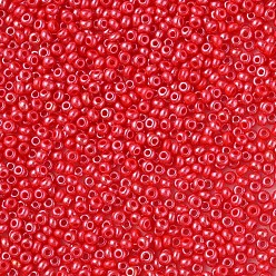 Crimson 11/0 Czech Opaque Glass Seed Beads, Lustered, Round, Crimson, 2.2x1.5mm, Hole: 0.7mm, about 500g/bag