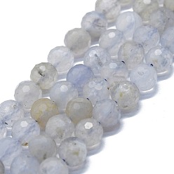 Agate Blue Lace Naturelles agate bleue de lacet brins de perles, à facettes (128 facettes), ronde, 6.5~7mm, Trou: 0.7~0.8mm, Environ 58~61 pcs/chapelet, 15.16~15.35 pouce (38.5~39 cm)