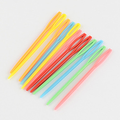 Mixed Color Child Plastic Knit Needles Sewing Knitting Cross Stitch, Two Types, Mixed Color, 71x4x3mm, Hole: 17x2mm, about 1000pcs/bag