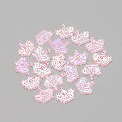 Pearl Pink Acrylic Cabochons, AB Color Plated, Crown, Pearl Pink, 11x12x1.5mm