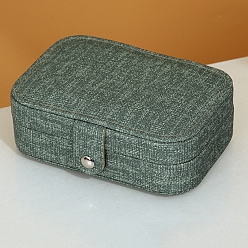Sea Green PU Leather with Lint Jewelry Storage Box, Travel Portable Jewelry Case, for Necklaces, Rings, Earrings and Pendants, Sea Green, 16x11x5cm