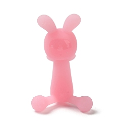 Pink Anneau de dentition en silicone en forme de lapin, jouets à mâcher pour garçons et filles, jouet de dentition, rose, 56x48x92mm