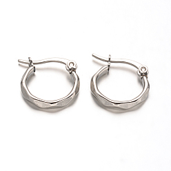 Stainless Steel Color 304 Stainless Steel Hoop Earrings, Hypoallergenic Earrings, Stainless Steel Color, 16x15.5x2mm, Pin: 0.6x1mm