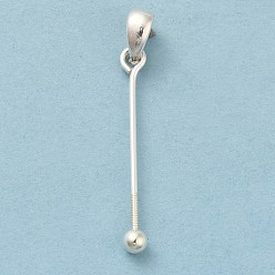 Silver 925 Sterling Silver Pendant Bails, Beadable Pins, with S925 Stamp, Silver, 27x0.7mm, Hole: 4.5x3mm, Ball: 3mm