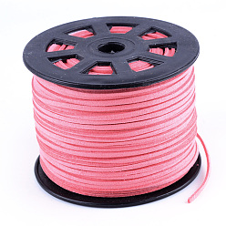 Ярко-Розовый Замша Faux шнуры, искусственная замшевая кружева, ярко-розовый, 1/8 дюйм (3 мм) x 1.5 мм, около 100 ярдов / рулон (91.44 м / рулон), 300 фут / рулон