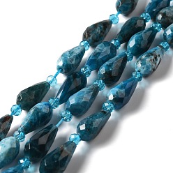 Apatite Natural Apatite Beads Strands, Faceted, Teardrop, 12~16.5x7.5~8.5mm, Hole: 0.8mm, about 20~21pcs/strand, 14.96~15.63''(38~39.7cm)