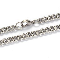 Stainless Steel Color 201 Stainless Steel Twisted Chain Curb Chain Necklaces, with Lobster Claw Clasps, Stainless Steel Color, 23.62 inch(60cm), 5mm