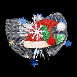 Hat Рождественские заколки для волос из фетра и марли из кожи аллигатора, с ПВХ и железной фурнитурой, аксессуары для волос для девочек женщин, шляпа, 71x87x23 мм