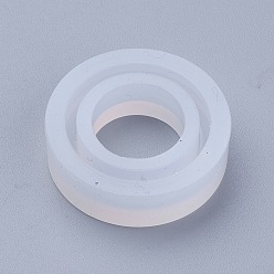 Blanc Moules en silicone à anneau de bricolage transparent, moules de résine, pour la résine UV, fabrication de bijoux en résine époxy, taille 7, blanc, 25x7.5mm